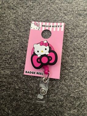 Hello Kitty Pink and Black Badge Reel ID Clip